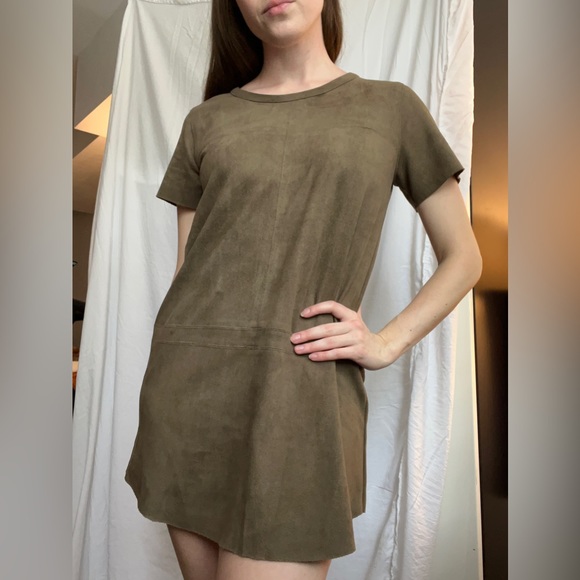 Faux Suede Olive Dress - Picture 1 of 3